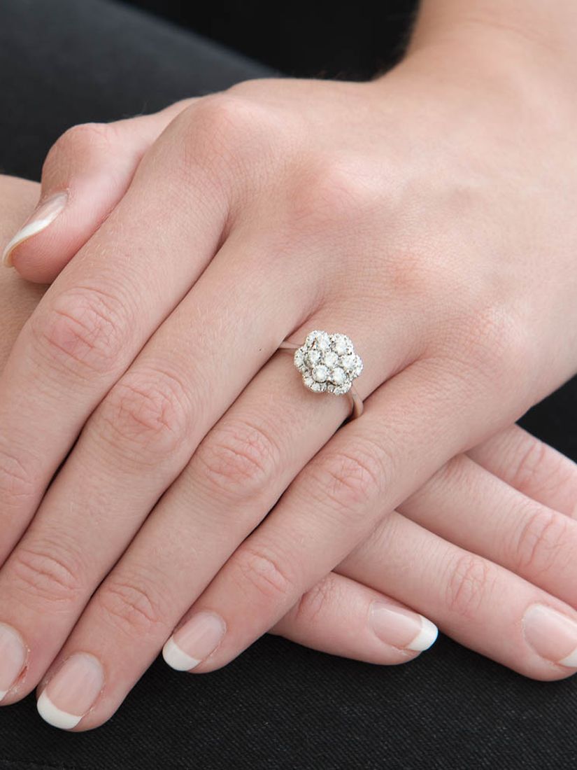Buy E.W Adams 18ct White Gold Diamond Cluster Flower Ring, N Online at johnlewis.com