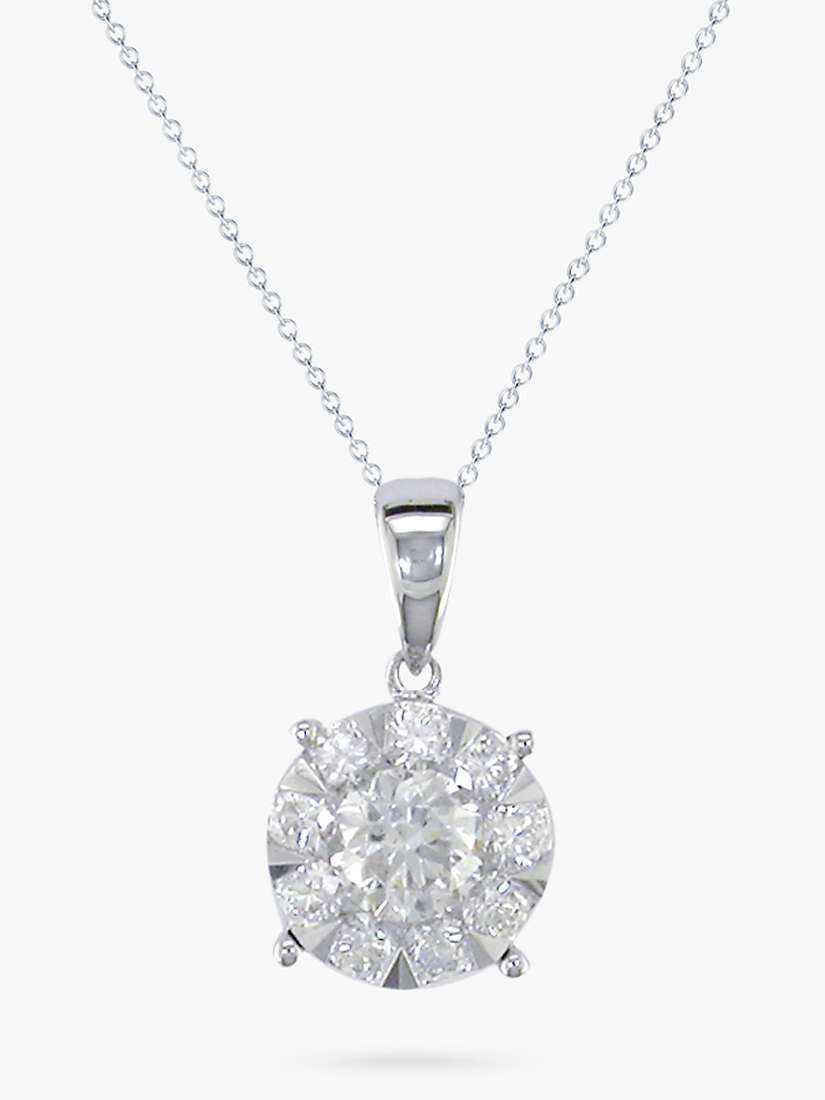 Buy E.W Adams 18ct White Gold Round Diamond Cluster Pendant Necklace Online at johnlewis.com