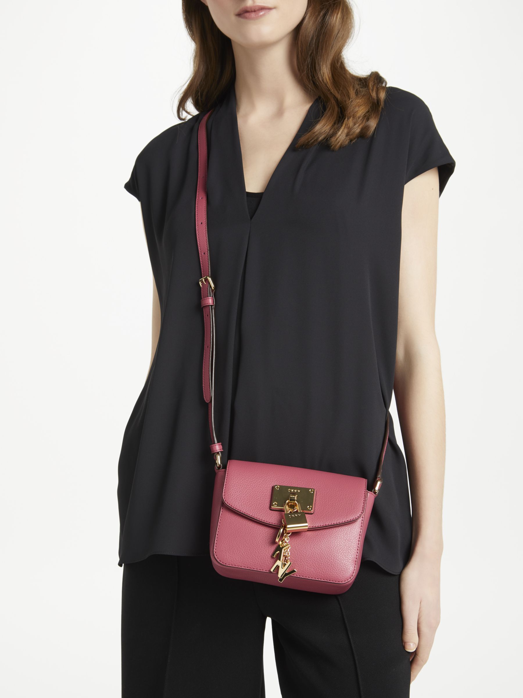 Hot Pink DKNY Hobo Bag with Scarf and Sunglasses - Handbag with