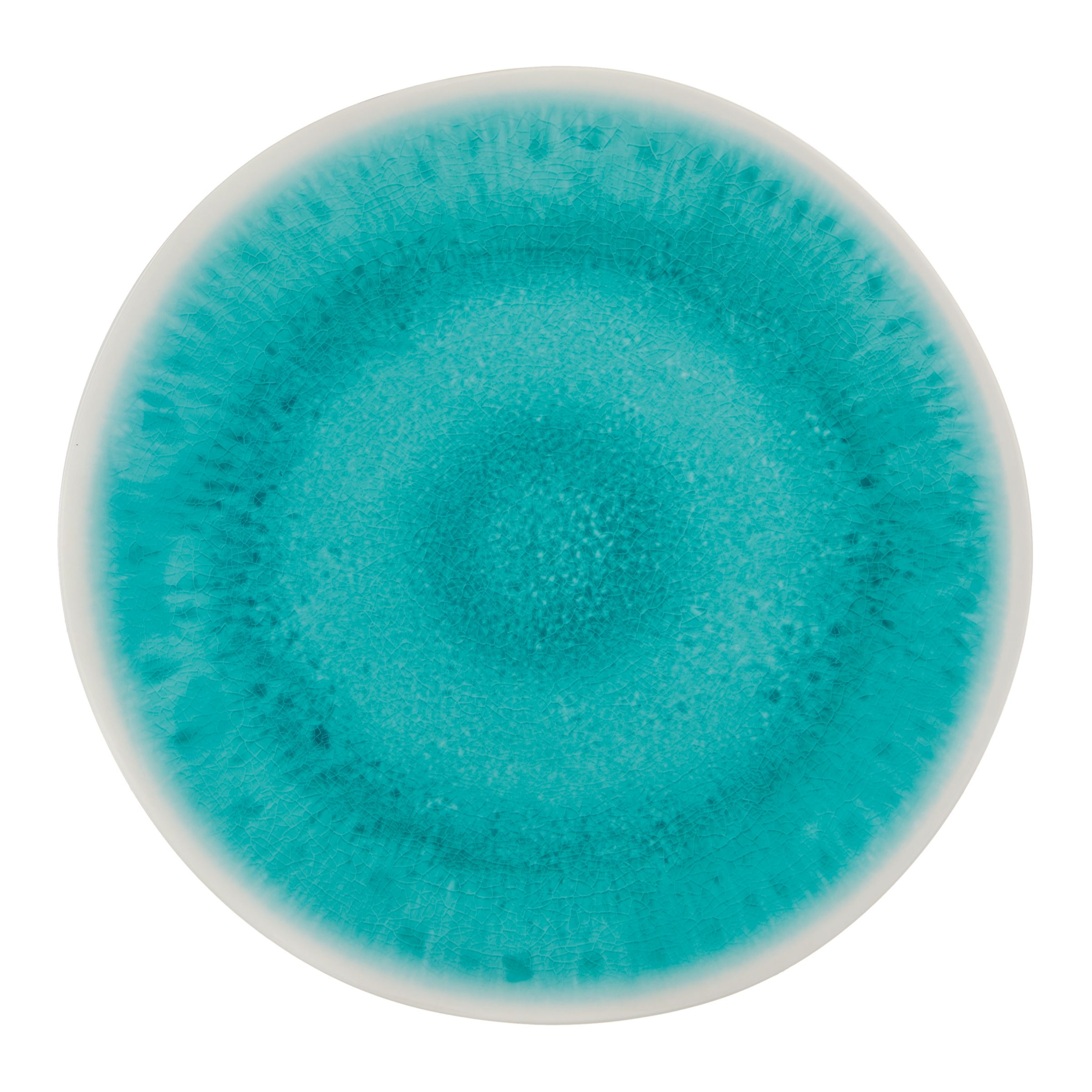 John Lewis & Partners Fusion Melamine Crackled Dinner Plate, Teal, Dia.26.7cm