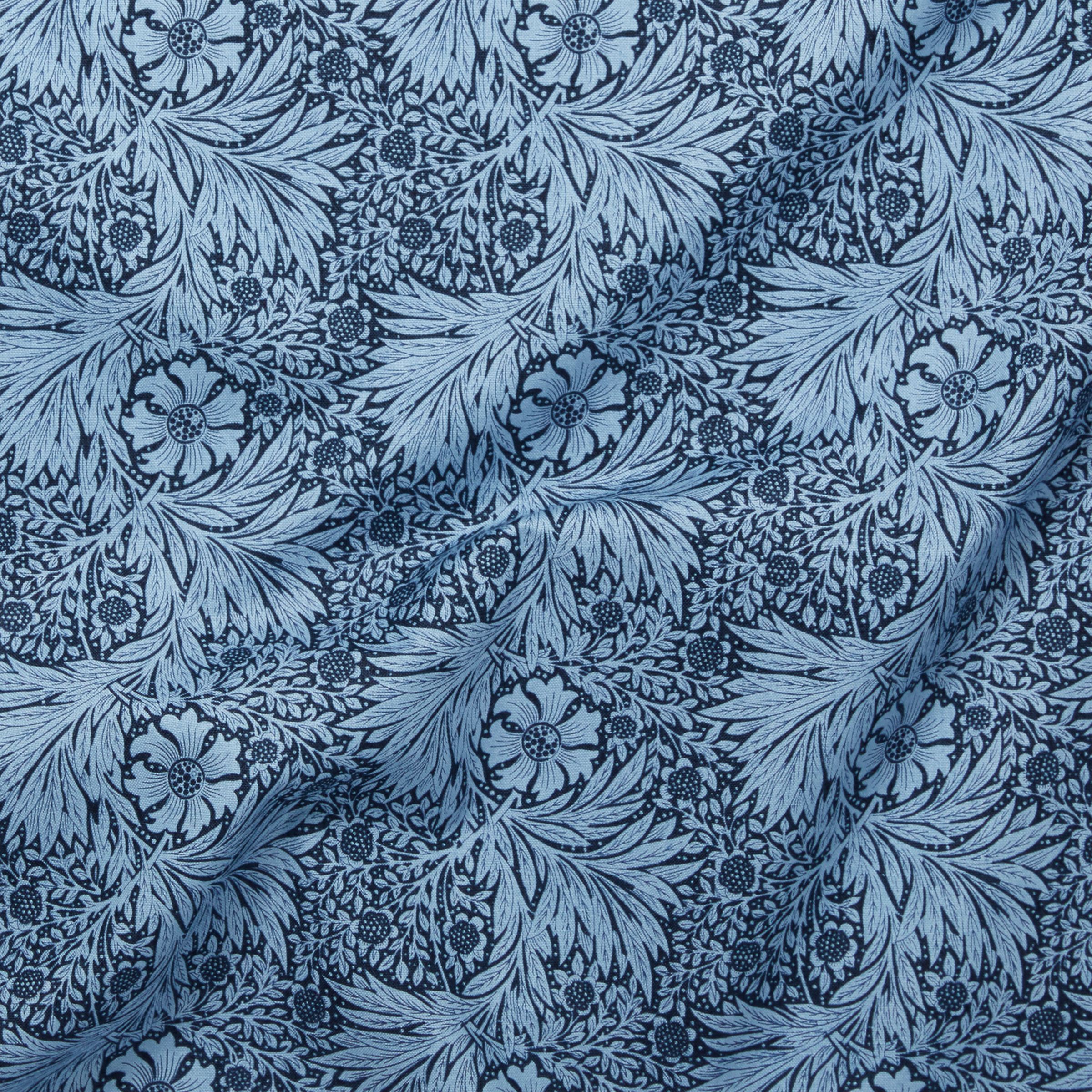 Morris & Co. Marigold Printed Fabric, Navy