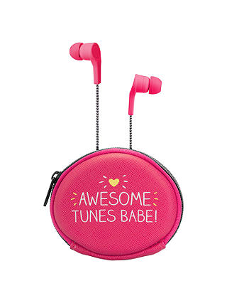 Happy Jackson Awesome Tunes Earphones with Carry Case, Pink