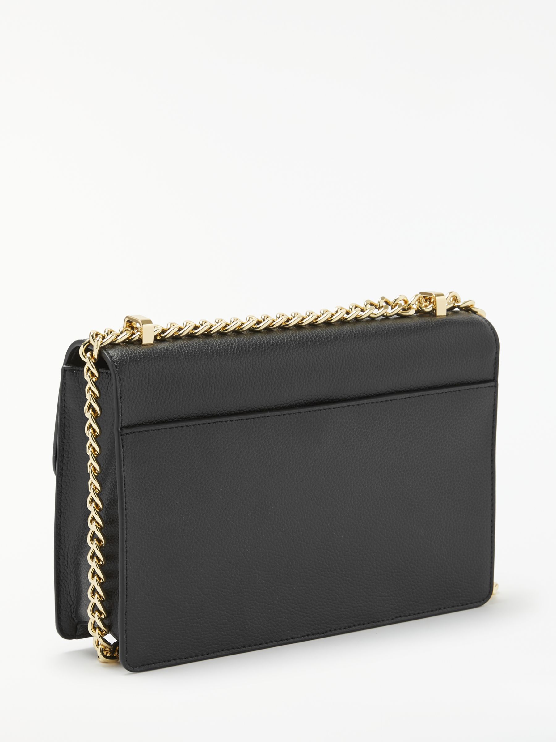 DKNY Elissa Charm Detail Leather Shoulder Bag, Black at John Lewis ...