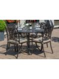 LG Outdoor Devon 4 Seater Garden Dining Table and Chairs Set with Parasol, Bronze
