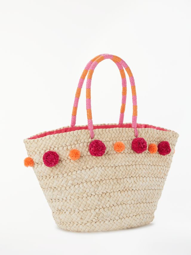 Boden Pom Pom Tassel Beach Bag, Neutral/Multi