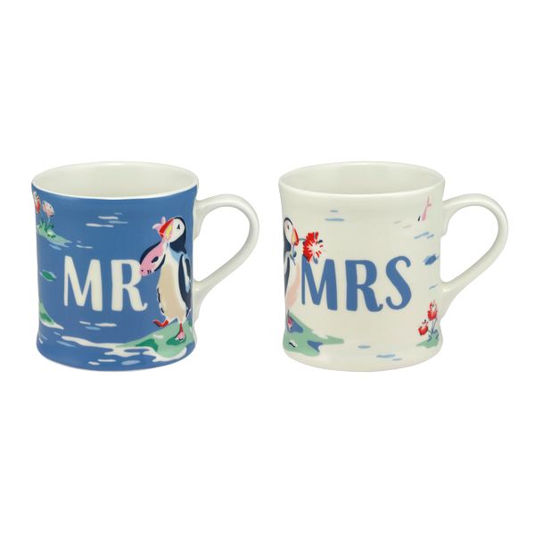 Cath Kidston Mr and Mrs Puffin Mugs 