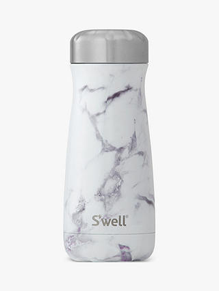 S'well White Marble Travel Vacuum Insulated Drinks Bottle, 460ml