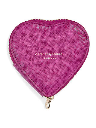 Aspinal of London Leather Heart Coin Purse, Dahlia