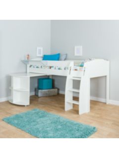 Stompa Uno S Plus Mid-Sleeper Bed Frame with Pull-Out Desk, White