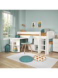 Stompa Uno S Plus Mid-Sleeper with White Headboard, Pull-Out Desk and 2 Door Cube Unit, White