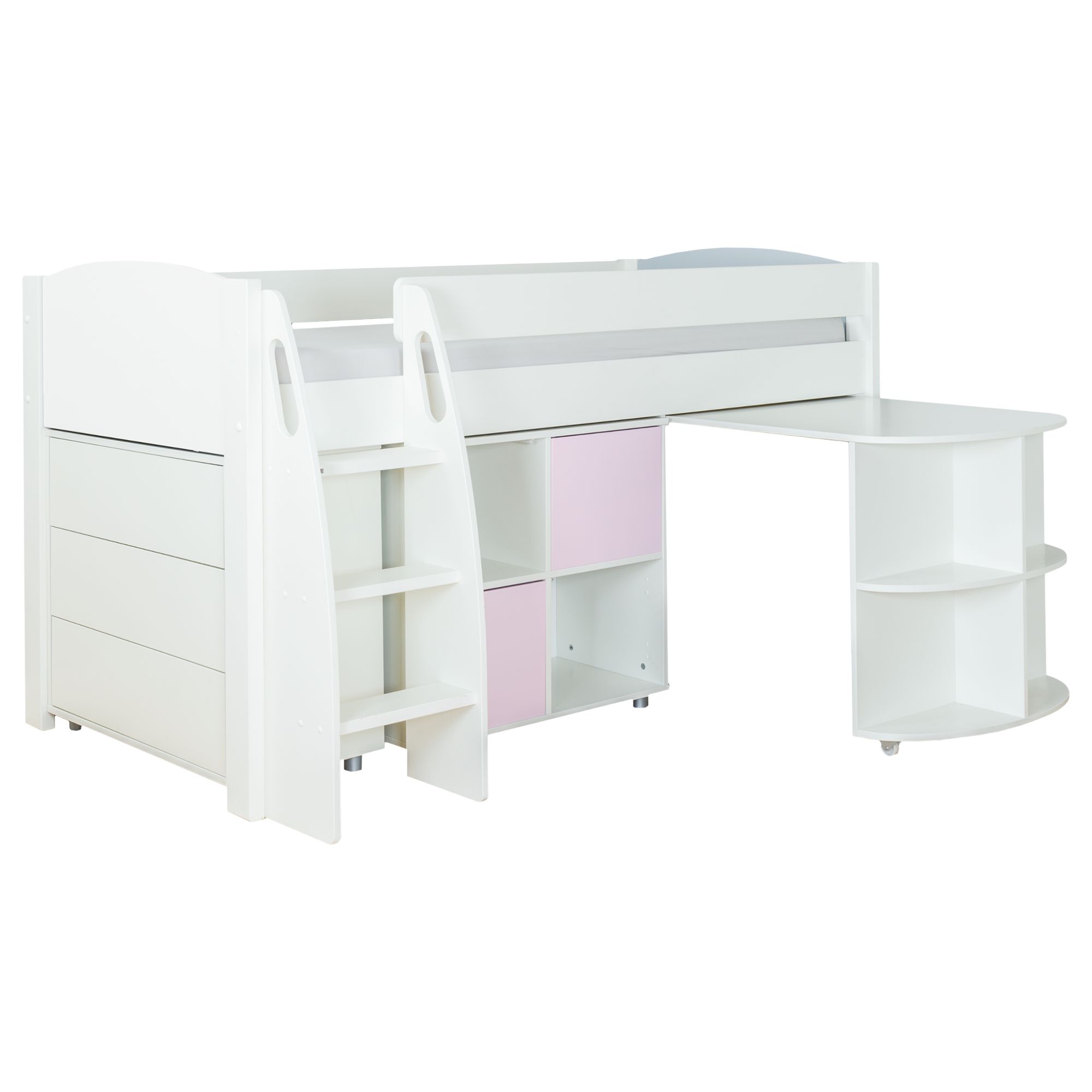 Stompa Uno S Plus Mid Sleeper With Pull Out Desk 3 Drawer Chest