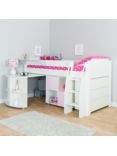 Stompa Uno S Plus Mid-Sleeper with Pull-Out Desk, 3 Drawer Chest and 2 Door Cube Unit