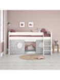 Stompa Uno S Plus Mid-Sleeper Bed with White Headboard and Star Print Tent, Grey