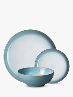 Denby Azure Haze Coupe Dinnerware Set, Blue, 12 Pieces