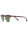 Ray-Ban RB3016 Men's Polarised Clubmaster Sunglasses, Tortoise/Green