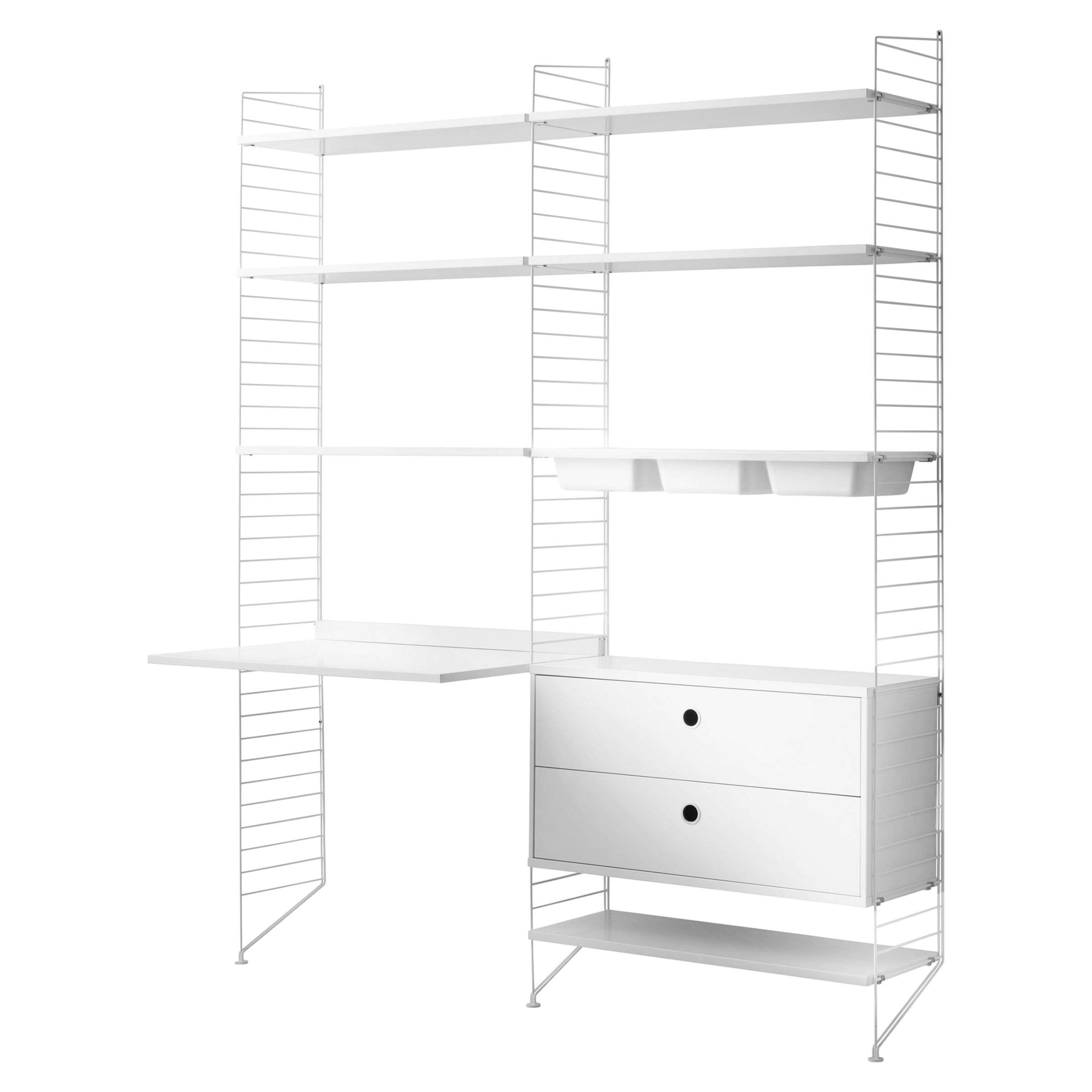 Desk Shelves 2 Drawer Chest, Horizontal Shelving Unit