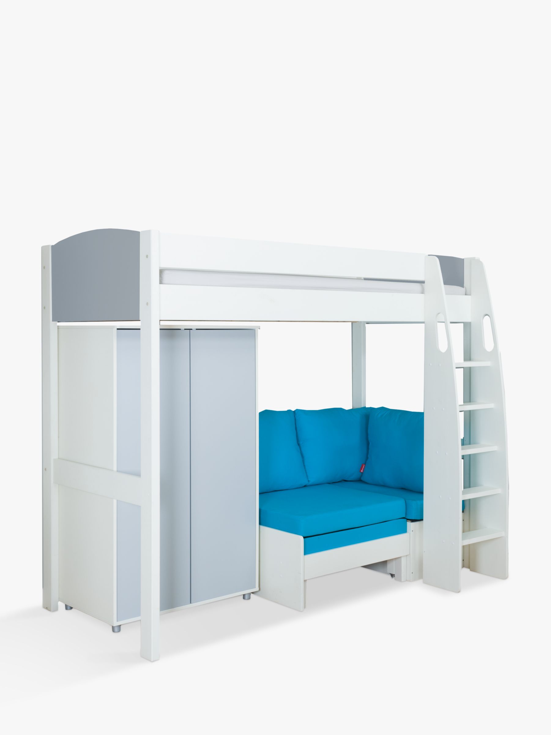 Stompa Uno S Plus High Sleeper Bed With Wardrobe And Chair Bed At