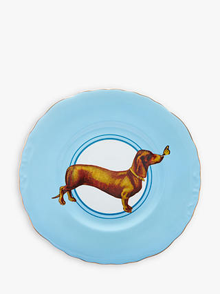 Yvonne Ellen Posh Puppy Plate, Blue/Multi, Dia.24cm