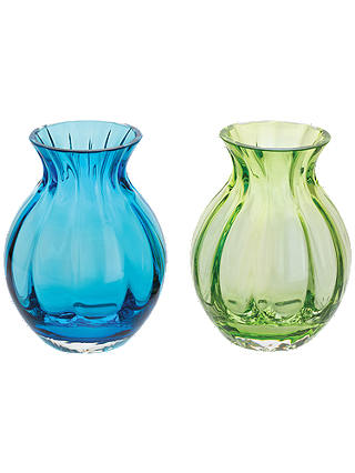 Dartington Crystal Mini Gems Oval Vase, H9cm, Blue/Green, Set of 2
