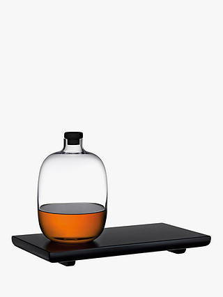 Nude Glass Malt Whisky Bottle with Wooden Tray, Clear/Black