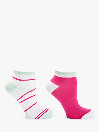 John Lewis & Partners Striped Sports Liner Socks, Pack of 2, Multi