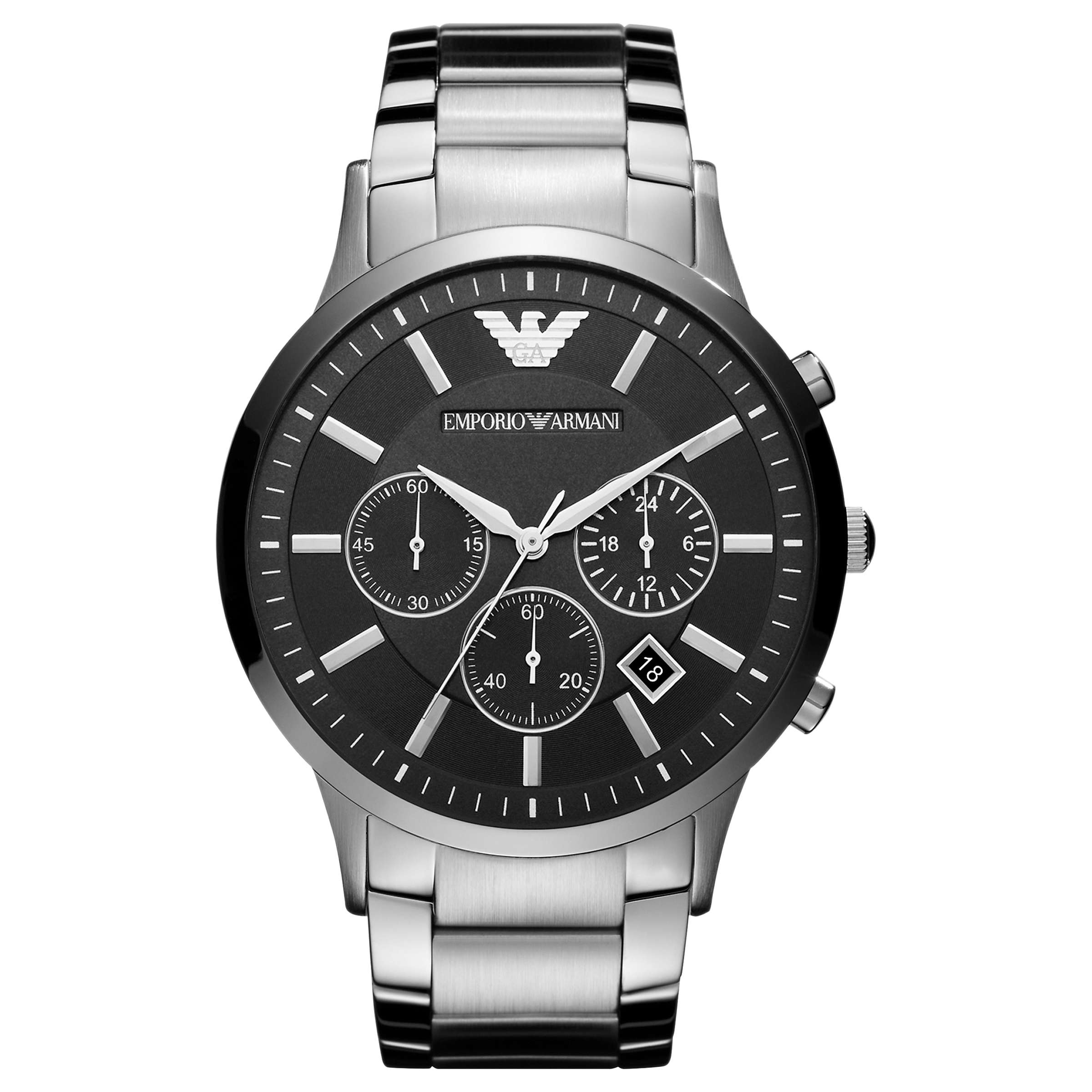 Buy Emporio Armani AR2460 Men's Chronograph Date Bracelet Strap Watch, Silver/Black Online at johnlewis.com