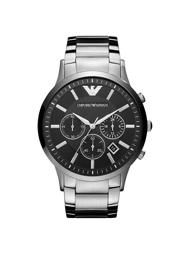 Emporio Armani AR2460 Men's Chronograph Date Bracelet Strap Watch, Silver/Black