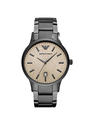 Emporio Armani AR11120 Men's Date Bracelet Strap Watch, Gunmetal/Grey