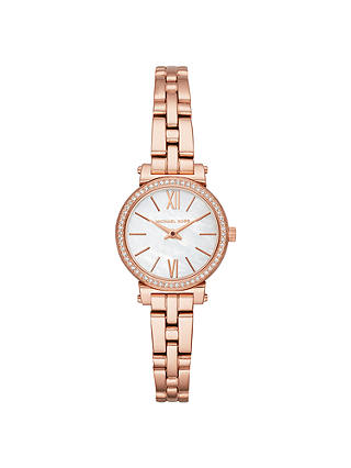 Michael Kors MK3834 Women's Petite Sofie Bracelet Strap Watch, Rose Gold/White
