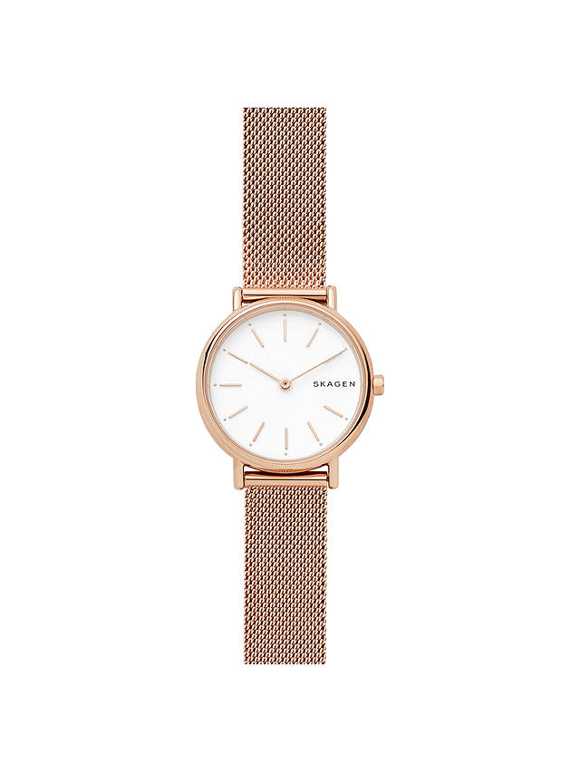 Skagen Women's Signatur Mesh Bracelet Strap Watch, Rose Gold/White Skw2694