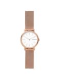 Skagen Women's Signatur Mesh Bracelet Strap Watch, Rose Gold/White Skw2694