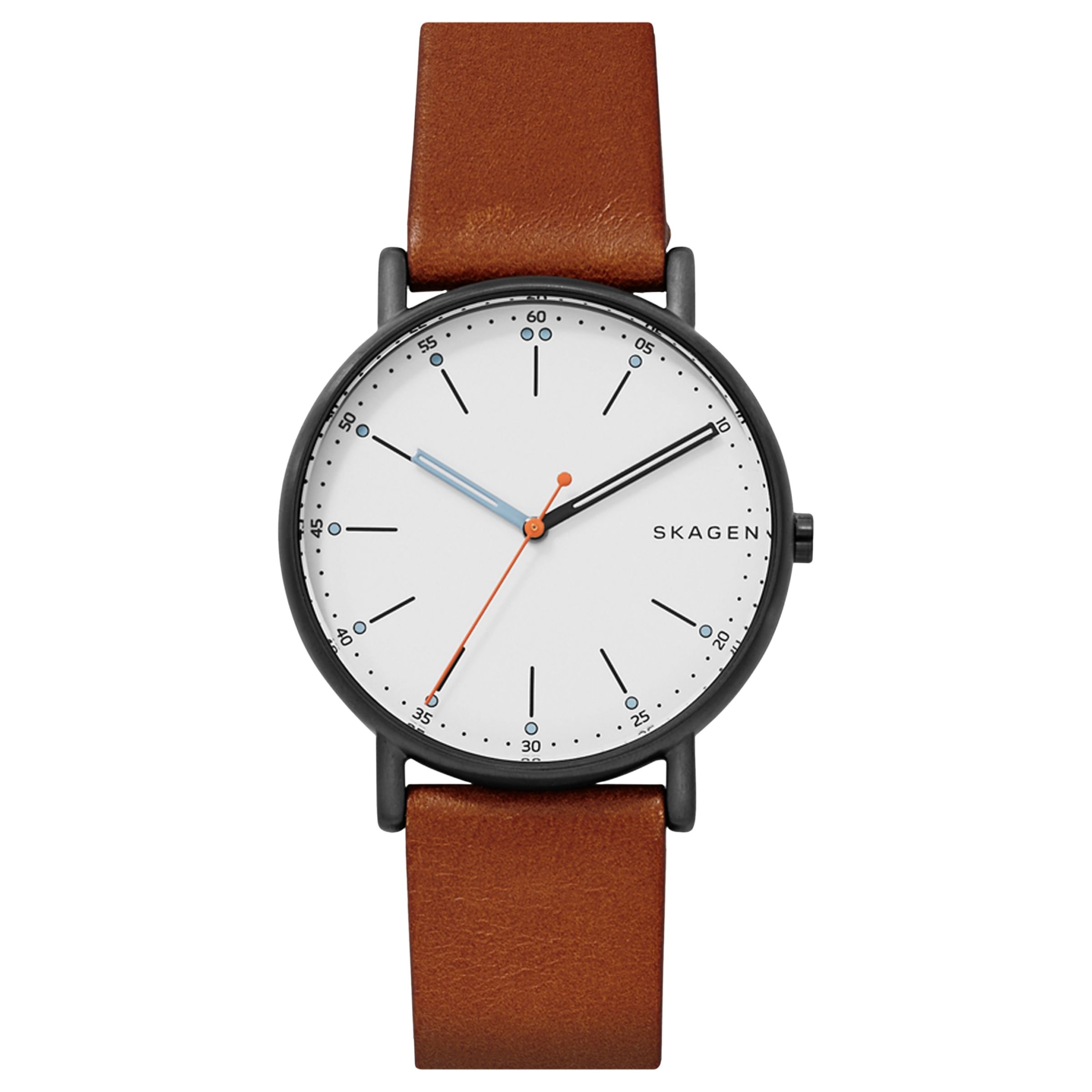 Buy Skagen Men's Signatur Leather Strap Watch Online at johnlewis.com