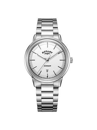 Rotary GB05340/02 Men's Avenger Date Bracelet Strap Watch, Silver/White