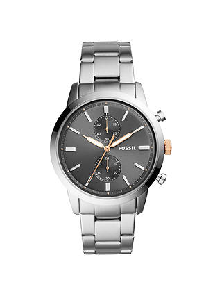 Fossil Men's Townsman Chronograph Bracelet Strap Watch, Silver/Grey