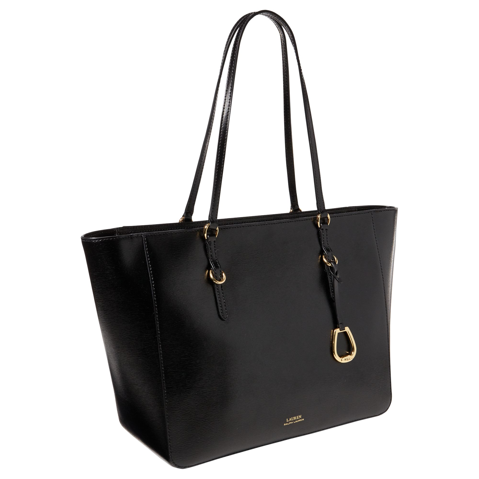 Lauren Ralph Lauren Saffiano Leather Tote Bag, Black at John Lewis ...
