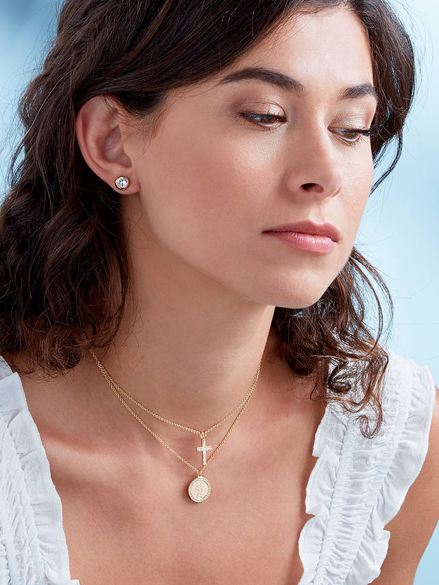 Melissa Odabash Crystal Cross Pendant Necklace, Gold