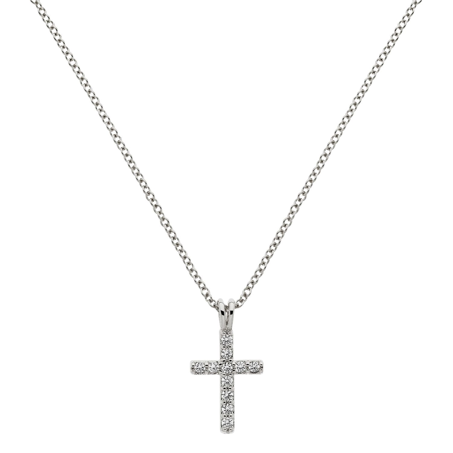Melissa Odabash Crystal Cross Pendant Necklace, Silver