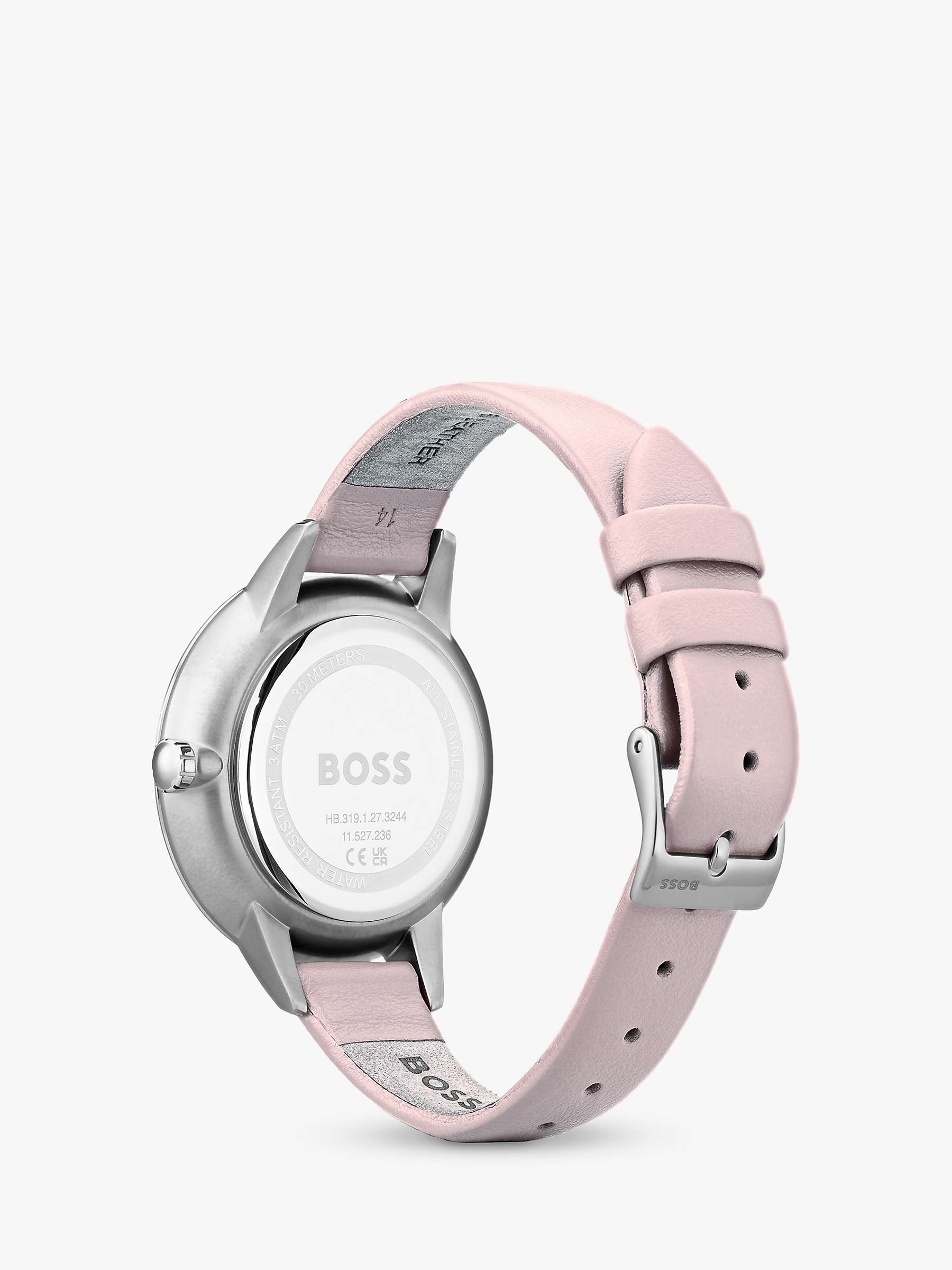 Buy BOSS 1502419 Women's Symphony Day Date Chronograph Leather Strap Watch, Pink/White Online at johnlewis.com