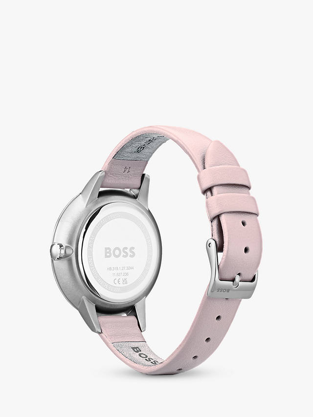 BOSS 1502419 Women's Symphony Day Date Chronograph Leather Strap Watch, Pink/White