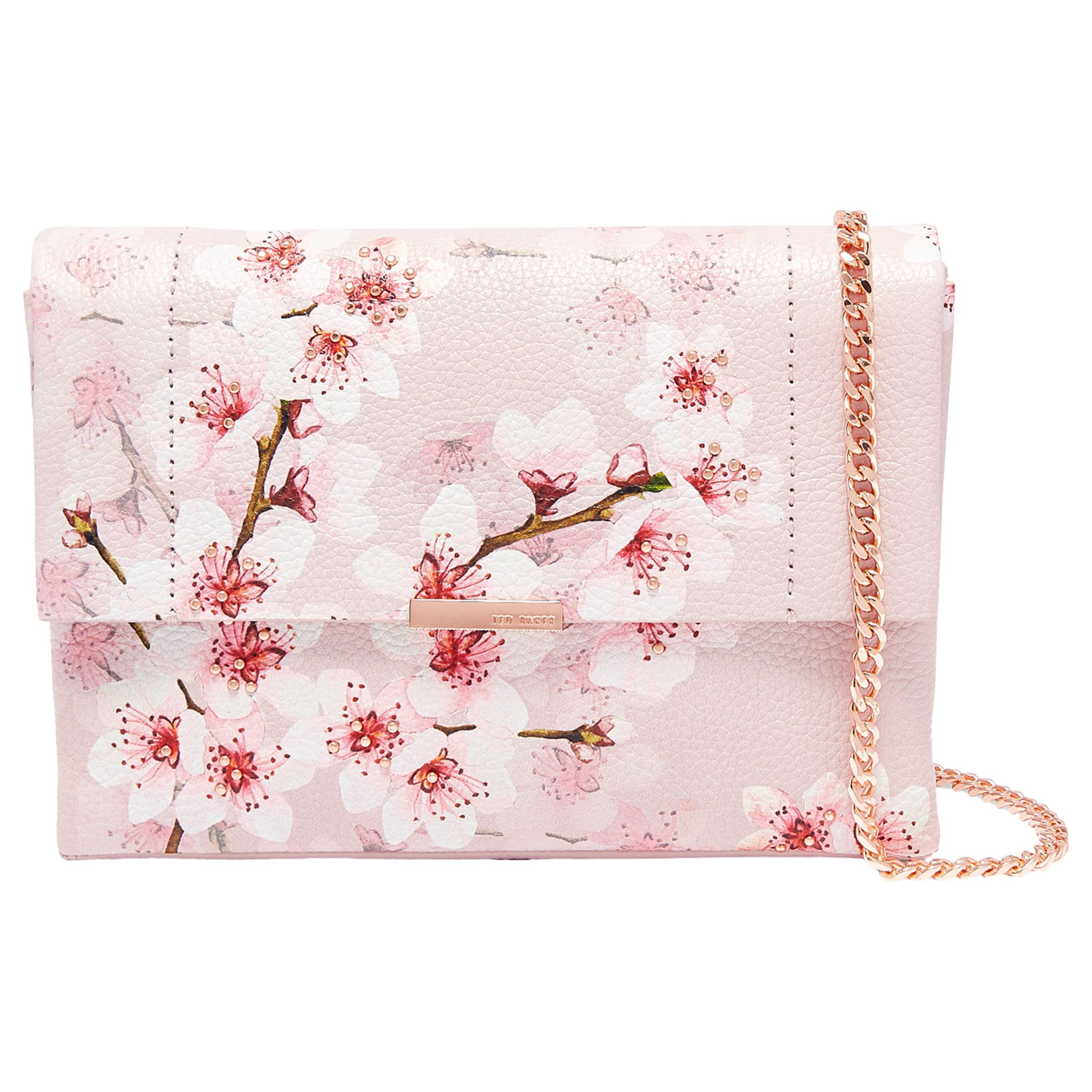 Cherry Blossom Crossbody Leather Bag Pink Flowers Purse 