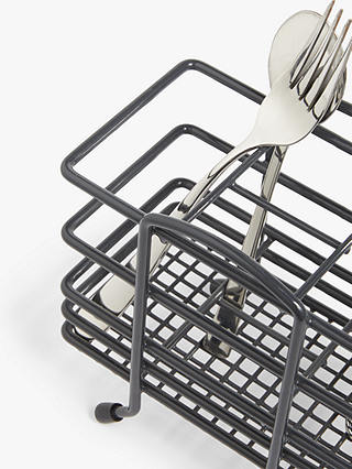 ANYDAY John Lewis & Partners Cutlery Basket, 4 Compartments, Grey