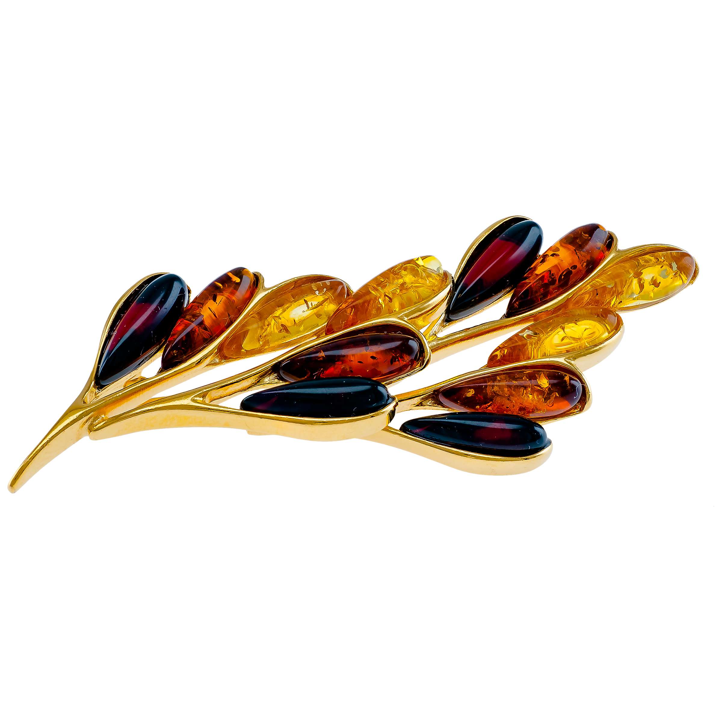 Buy Be-Jewelled Gold Plated Sterling Silver Amber Leaf Brooch, Orange/Brown Online at johnlewis.com