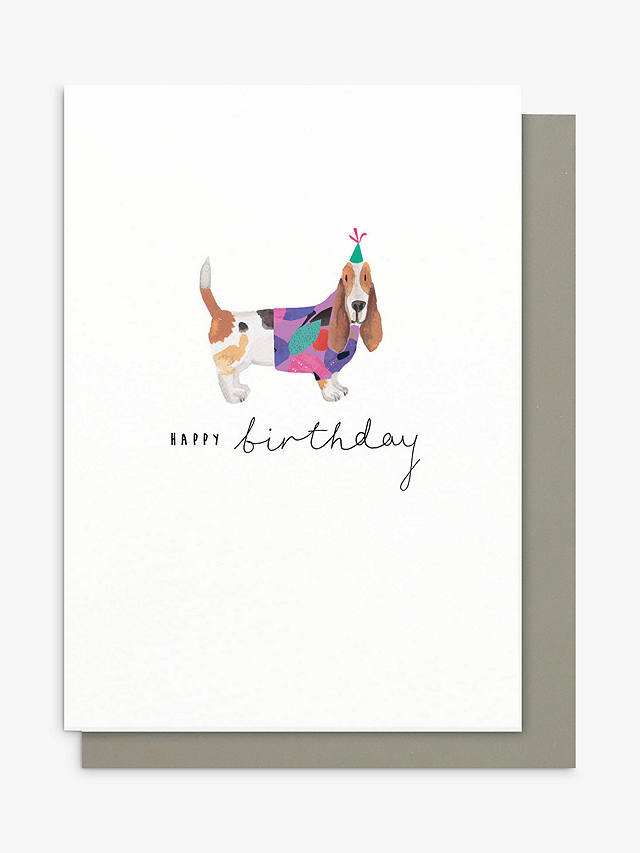 Stop the Clock Design Basset Hound Birthday Card