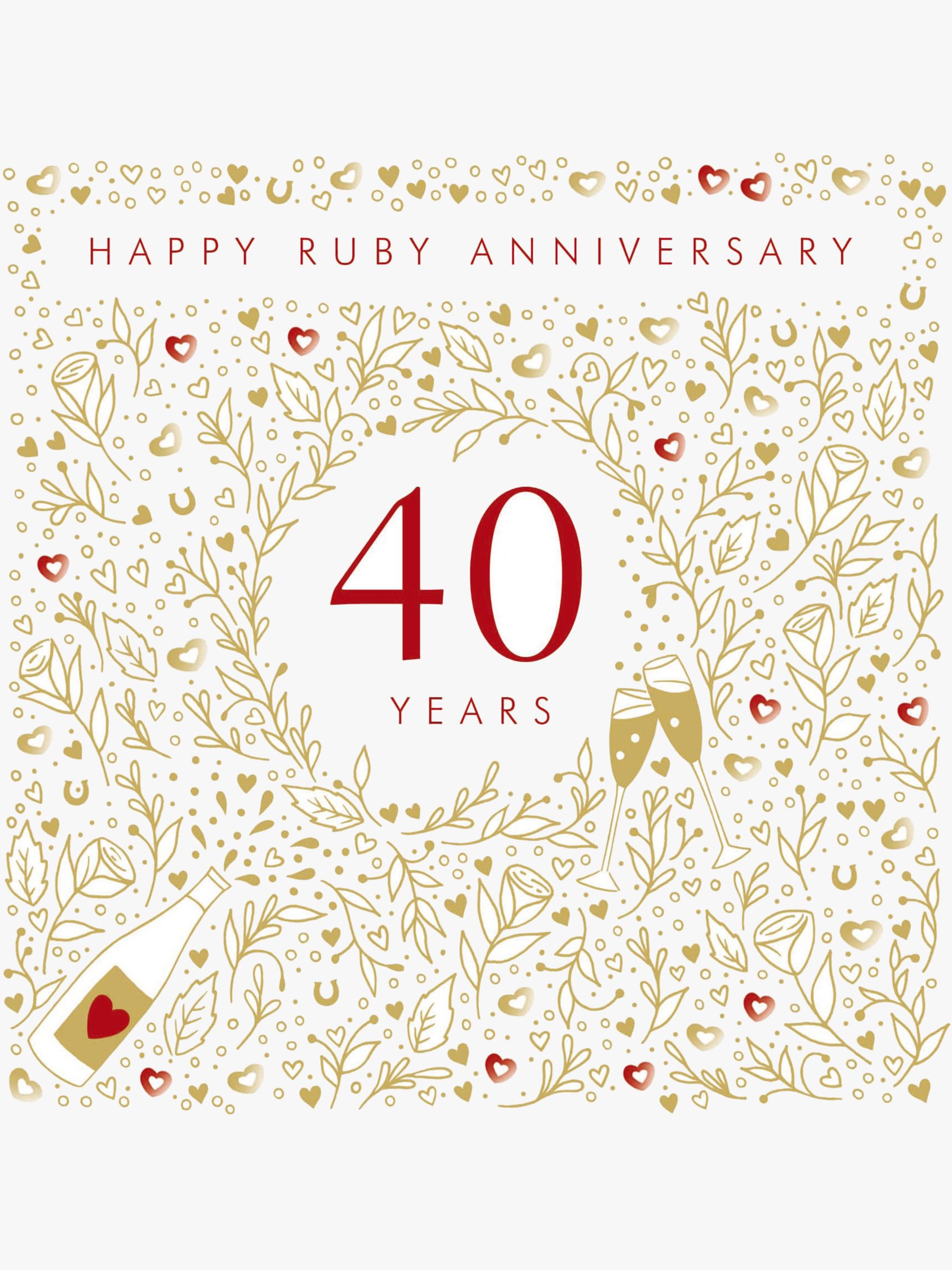 Woodmansterne 40th Ruby Wedding Anniversary Card At John Lewis Partners