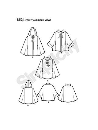 Simplicity Children's Poncho Sewing Pattern, 8524