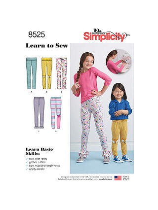 Simplicity Children's Learn To Sew Leggings Sewing Pattern, 8525, HH