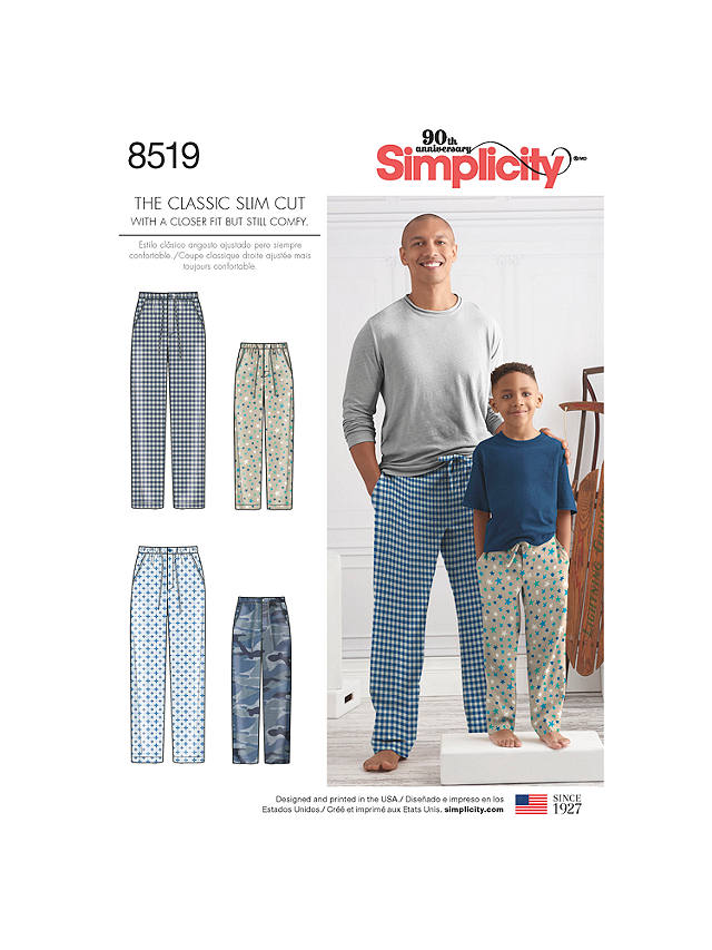 Simplicity Children and Men's Slim Fit Lounge Trousers Sewing Pattern, 8519
