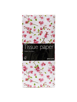 John Lewis & Partners Pink Blossom Tissue Paper, 5 Sheets