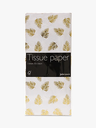 John Lewis & Partners Foiled Gold Leaf Tissue Paper, 3 Sheets