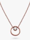 Skagen Elin Crystal Circle Necklace, Rose Gold SKJ0850791
